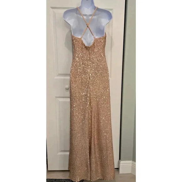 Morgan & Co Nina Sequin Gown sz 9 in Gold - Picture 8 of 12